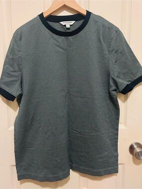 Autograph Men's Navy Textured Short Sleeve Tee with Contrast Trim